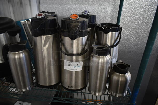 ALL ONE MONEY! Lot of Various Stainless Steel Beverage Holders Including Air Pots and Cream Servers.