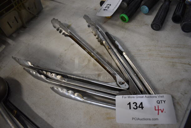 4 Various Metal Tongs. Includes 11.5". 4 Times Your Bid!