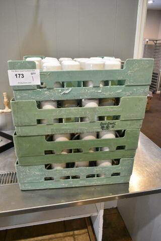 4 Poly Dish Caddy Racks w/ Contents Including Ceramic Mugs. 4 Times Your Bid! (main dining room)