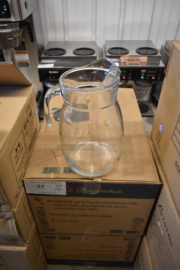 2 Boxes of 6 BRAND NEW! Pasabahce Glass Pitchers. 2 Times Your Bid!