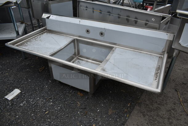 BRAND NEW SCRATCH AND DENT! Regency 600S12323224 Stainless Steel Commercial Single Bay Sink w/ Dual Drain Boards. No Legs.