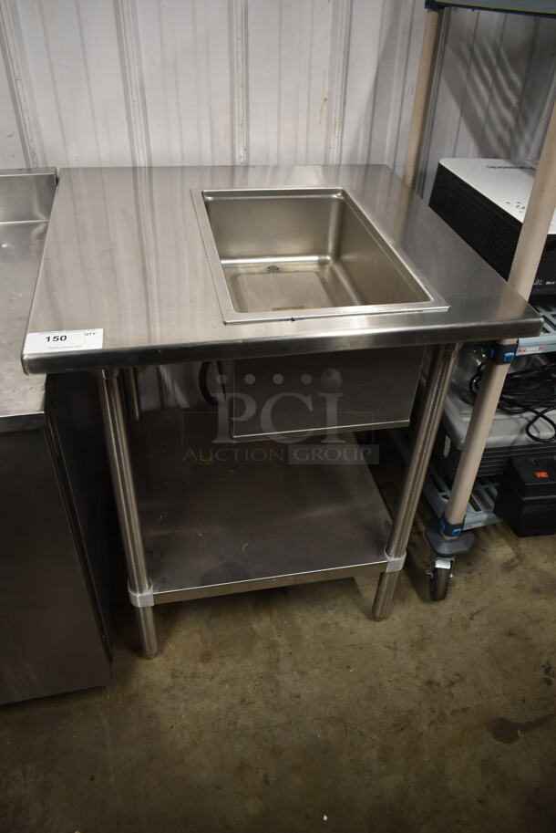 Stainless Steel Commercial Floor Style Single Bay Steam Table w/ Under Shelf. Cannot Test Due To Cut Power Cord