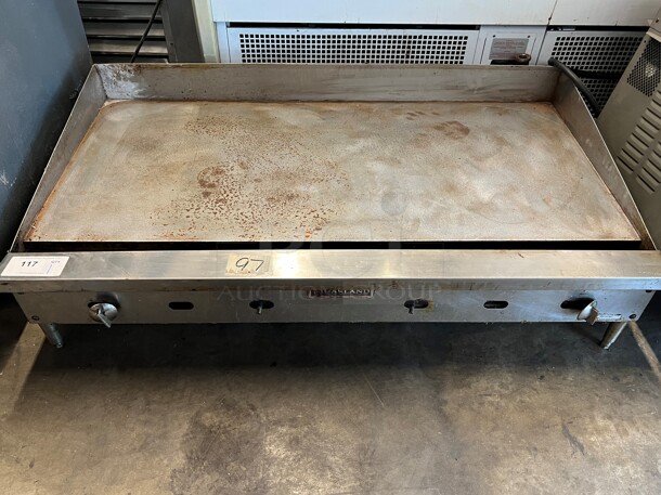 Garland Stainless Steel Commercial Countertop Natural Gas Powered Flat Top Griddle. 48x27x13