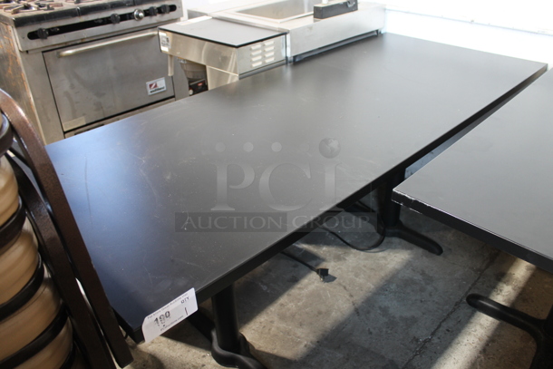 Black Dining Height Table on 2 Black Metal Table Base.