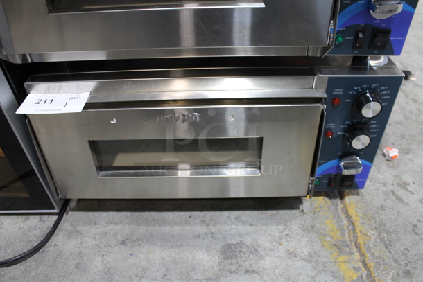 BRAND NEW SCRATCH AND DENT! 2023 Hoocoo CMO-1 Stainless Steel Commercial Countertop Electric Powered Pizza Oven w/ Cooking Stone. 120 Volts, 1 Phase. Tested and Working!