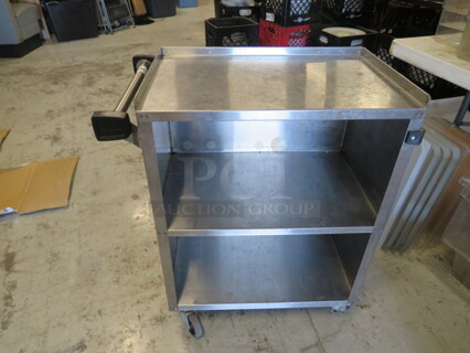 One Lakeside Stainless Steel 2 Shelf Cart On Casters. 27.5X17X32