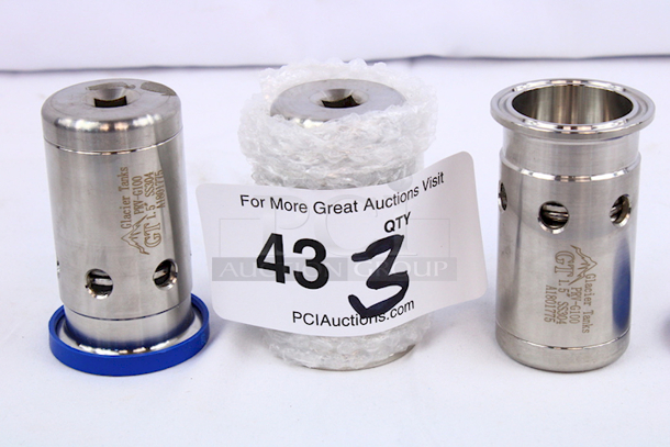 NEW/NEVER USED Glacier Tanks 1-1/2" Tri-Clamp Connection Pressure Relief Valve – 304 Stainless Stee l– Relives Interior Tank Pressure When It Rises Over 14.7 PSI, Prevents Interior Pressure From Going Below -1.5 PSI. 3x Your Bid