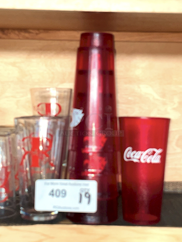 Mix of Pint Glasses & Coca-Cola Red Cups. 19x Your Bid