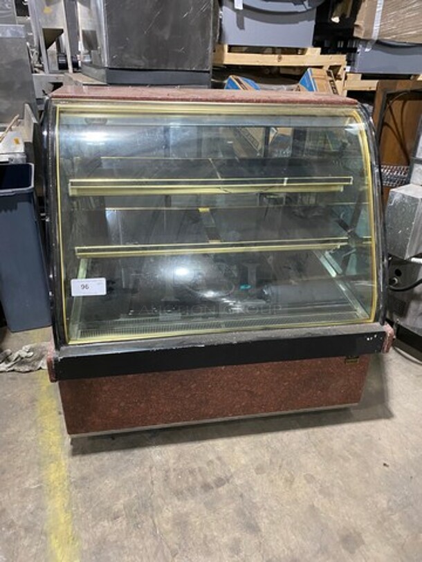 FAB! Kinco Refrigerated Bakery Display Show Case Merchandiser! With Front Curved Glass! With Marble Top & Bottom! With 2 Sliding Rear Access Doors! Model: 3 110V 60HZ 1 Phase