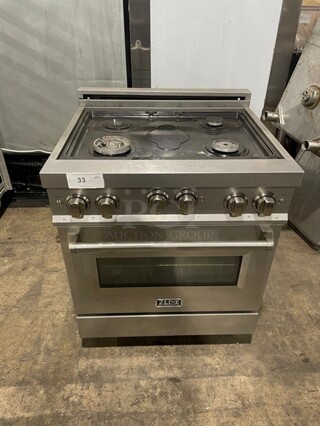 ZLine Natural Gas Powered 4 Burner Stove! All Stainless Steel! With Full Oven Underneath! On Legs! 120V! Model: RGS-30 SN: 20080776039!