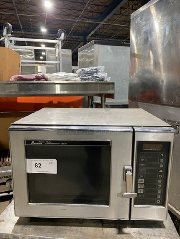 Amana Commercial Countertop Microwave Oven! Stainless Steel! Model: RFS12MPS SN: 0102133988 120V 60HZ 1 Phase