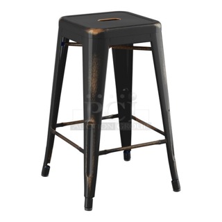 BRAND NEW SCRATCH & DENT! Box Of 164CMBKLSCPD Lancaster Table & Seating Alloy Series Distressed Copper Outdoor Backless Counter Height Stool. 5x Your Bid

