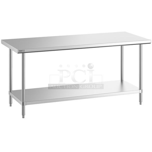 BRAND NEW SCRATCH AND DENT! Regency 600TSS3072S Spec Line 30" x 72" 14 Gauge Stainless Steel Commercial Work Table with Undershelf