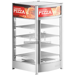 BRAND NEW SCRATCH AND DENT! ServIt 423PDW12D2S Stainless Steel Commercial Countertop 12" Self-Service Countertop Display Warmer with 4 Shelves. See Pictures for Broken / Missing Glass Panes. Tested and Working!