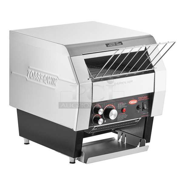 BRAND NEW SCRATCH AND DENT! Hatco TQ-400H Stainless Steel Commercial Countertop Toast Qwik Conveyor Toaster - 3" Opening. 208 Volts, 1 Phase. 