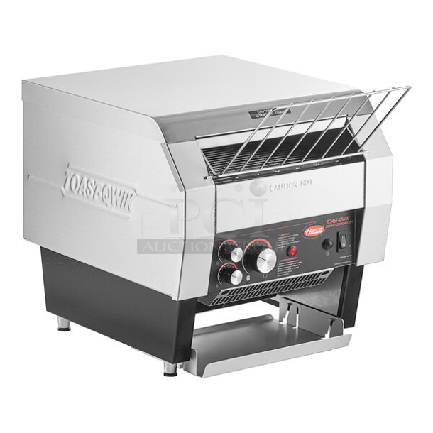 BRAND NEW SCRATCH AND DENT! Hatco TQ-400 Stainless Steel Commercial Countertop Toast Qwik Conveyor Toaster - 2" Opening. 120 Volts, 1 Phase. Tested and Working!