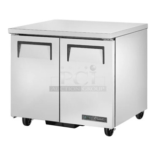 BRAND NEW SCRATCH AND DENT! 2023 True TUC-36-HC Stainless Steel Commercial 36 3/8" 2 Door Undercounter Refrigerator. 115 Volts, 1 Phase. 