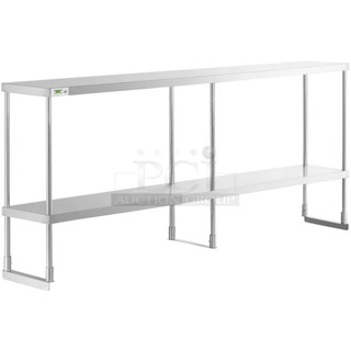 BRAND NEW SCRATCH AND DENT! 600DOS1284 Regency Stainless Steel Double Deck Overshelf - 12" x 84" x 32". May Be Missing Pieces.