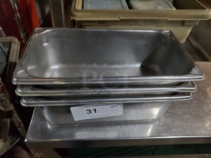 Lot of 3 Stainless Steel Food Pans