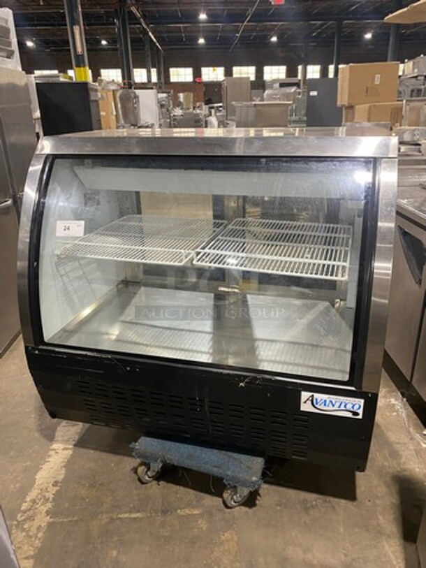 NICE! AVANTCO Curved Glass Refrigerated 48Inch Deli Display Case Merchandiser!  Model 115V 1 Phase!  