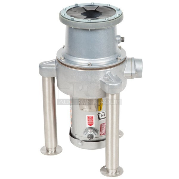 Hobart FD4/200-1 Commercial Garbage Disposer with Adjustable Flanged Feet - 2 hp, 208-230/460V. The top lip of the unit is broken and chipped. - Item #1127354