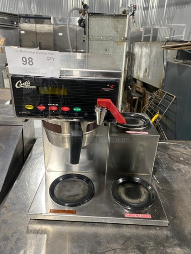 Curtis Stainless Steel Commercial Countertop 3 Burner Coffee Machine! With Hot Water Dispenser and Metal Brew Basket! Model ALP3GTR12A000 Sn:10791395 120V 1Ph 