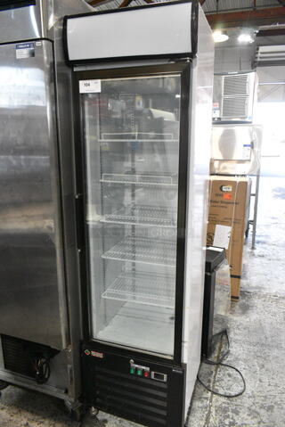 SD240 Metal Commercial Single Door Reach In Cooler Merchandiser w/ Poly Coated Racks. 115 Volts, 1 Phase. Tested and Working!