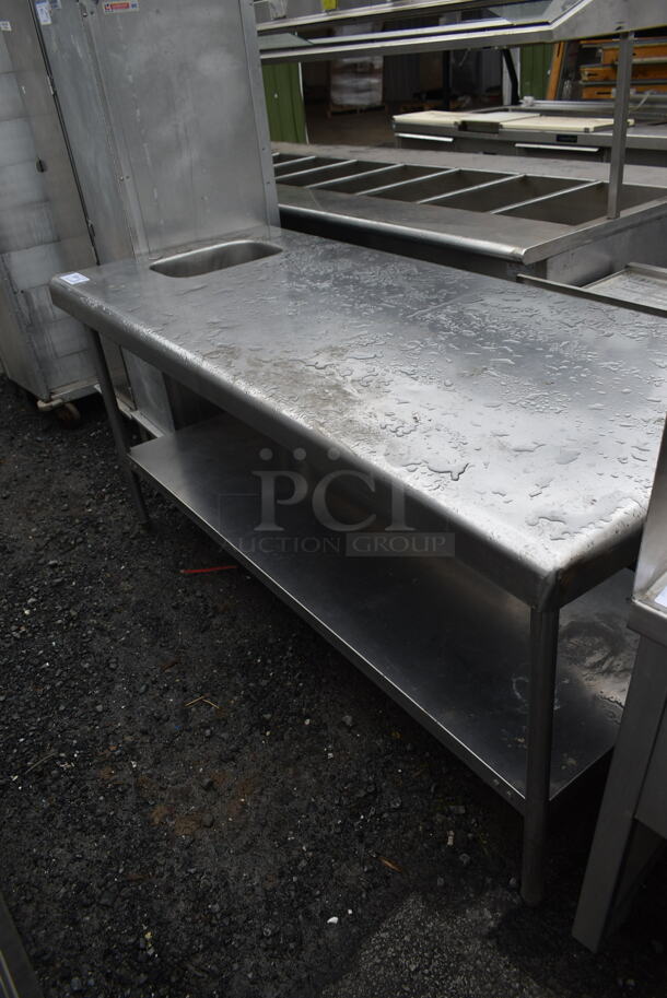 Stainless Steel Commercial Table w/ Sink Bay and Under Shelf. Bay 10x14
