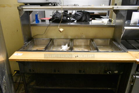 Metal Commercial 4 Well Steam Table w/ Over Shelf and Under Shelf. (kitchen)