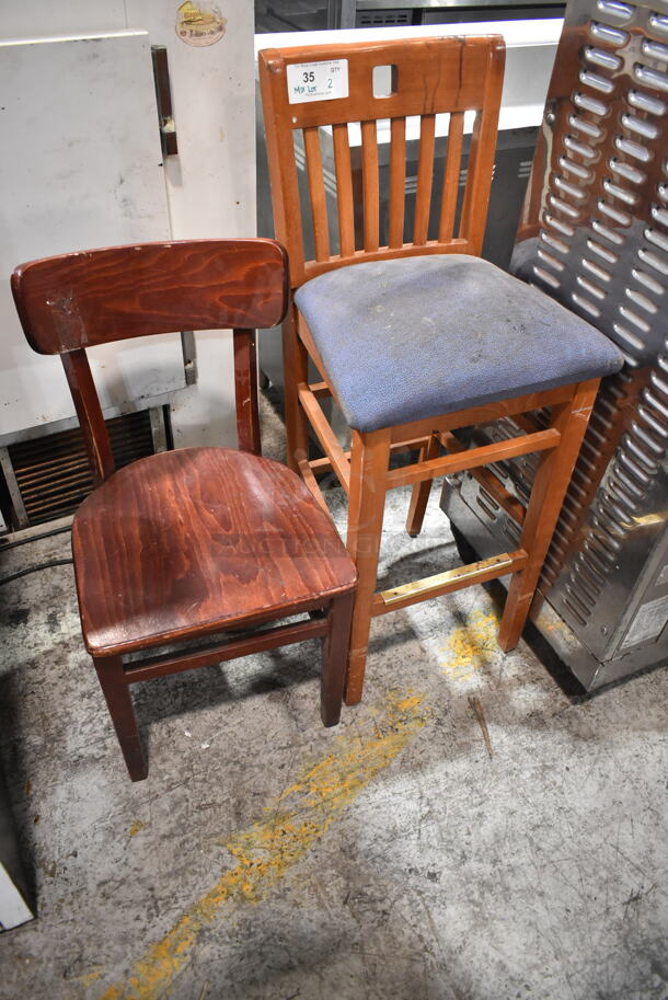2 Wooden Chairs; Dining Height and Bar Height. 2 Times Your Bid! - Item #1116847