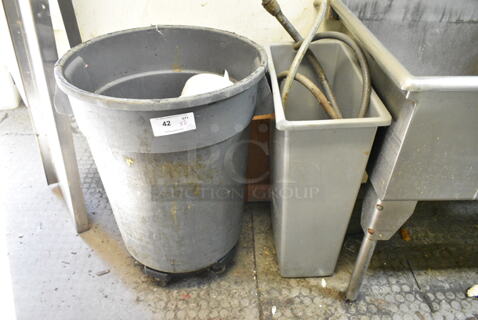 2 Various Poly Trash Can; 1 Slim Jim and 1 on Dolly. 2 Times Your Bid! (kitchen)