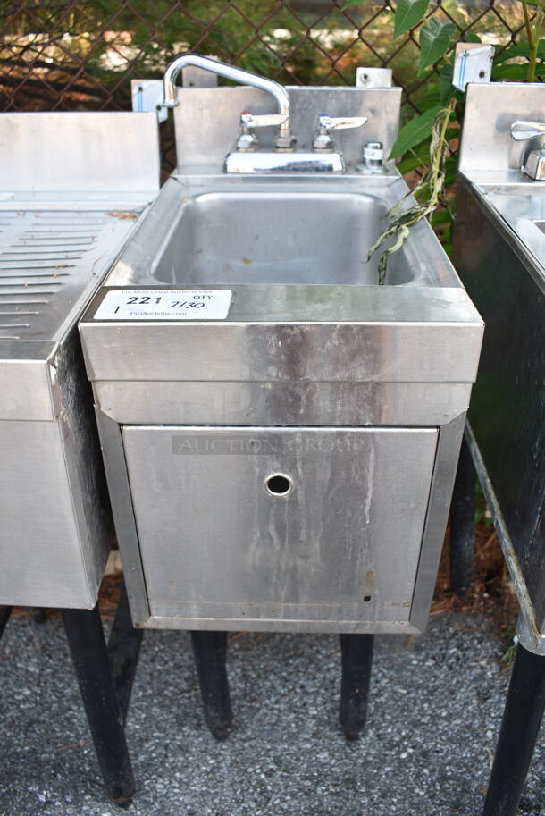 Stainless Steel Single Bay Sink w/ Faucet and Handles. 