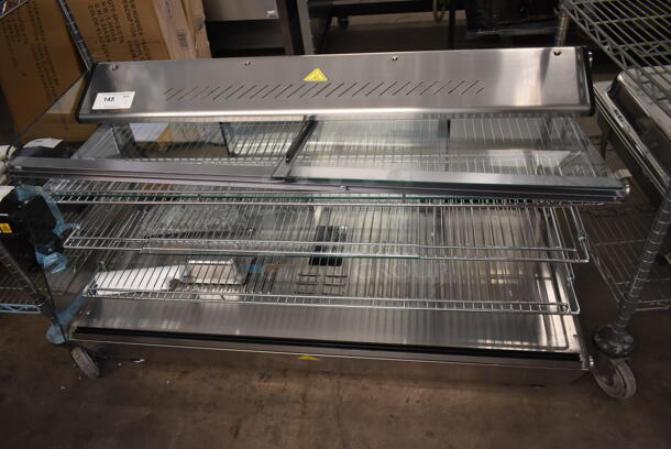 BRAND NEW SCRATCH AND DENT! ServIt 423HDM48SA Stainless Steel Commercial Countertop Full Service Heated Merchandiser Display Case. See Pictures for Broken Glass. 115 Volts, 1 Phase. Tested and Working!