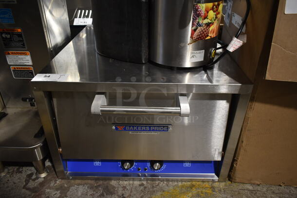 Bakers Pride P22S Stainless Steel Commercial Countertop Electric Powered Pizza Oven w/ Thermostatic Controls and Broken Cooking Stone. 208 Volts, 1 Phase. 