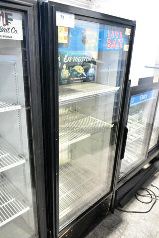 True GDM-12 Metal Commercial Single Door Reach In Cooler Merchandiser w/ Poly Coated Racks. 115 Volts, 1 Phase. 