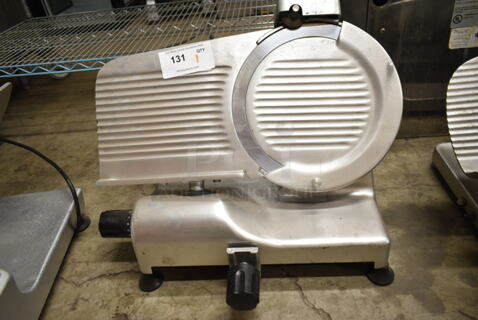 Globe G12 Stainless Steel Commercial Countertop Meat Slicer w/ Blade Sharpener. No Arm/Carriage. 115 Volts, 1 Phase. 