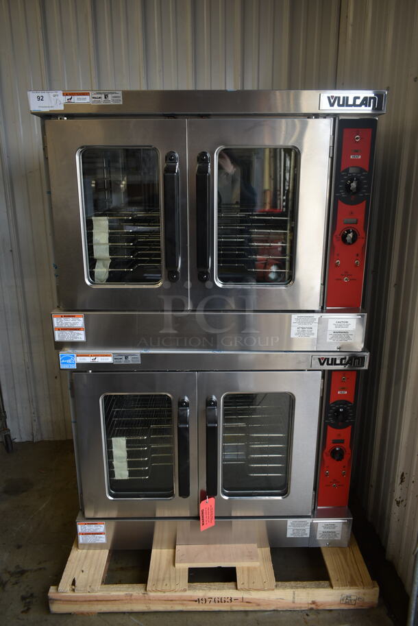 2 BRAND NEW SCRATCH AND DENT! Vulcan VC5ED ENERGY STAR Stainless Steel Commercial Electric Powered Full Size Convection Oven w/ View Through Doors, Metal Oven Racks and Thermostatic Controls. 208 Volts, 1/3 Phase. 2 Times Your Bid!