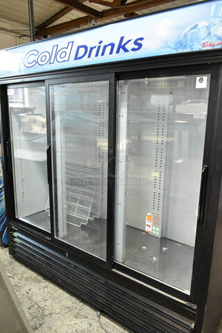 Turbo Air TGM-69RB-N Metal Commercial 3 Door Reach In Cooler Merchandiser. 110-120 Volts, 1 Phase. Tested and Working!