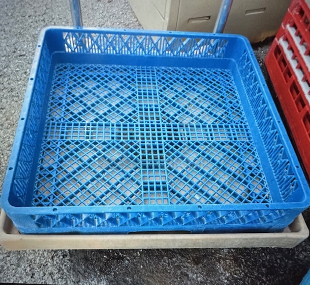 One Blue Flatware Dishwasher Rack. 