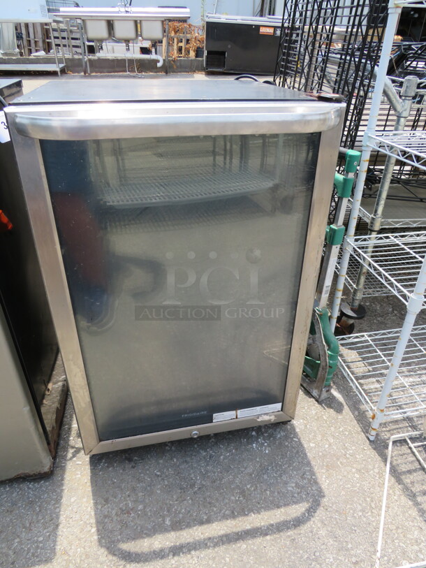 One 1 Door Frigidaire Glass Door Refrigerator. Model# FFBC46L2QS-1. 115 Volt. 21.5X24X33