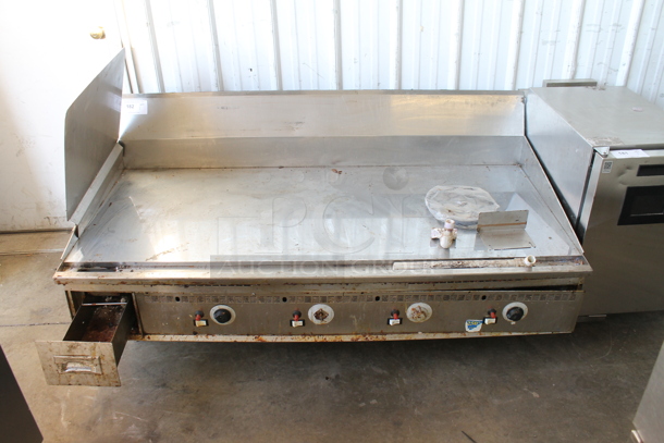 Keating 60X30FLDMiraClean Stainless Steel Commercial Countertop Natural Gas Powered Flat Top Chrome Top Griddle. 150,000 BTU.