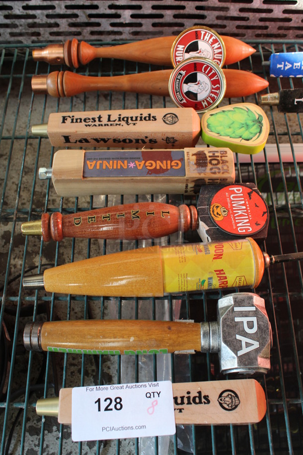 8 Various Beer Tap Handles; Lawsons, Limited, City Steam, Harpoon. Includes 10.5". 8 Times Your Bid!