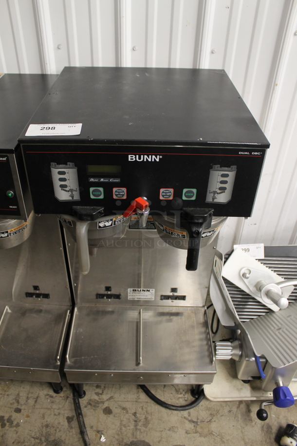Bunn DUAL SH DBC Stainless Steel Commercial Countertop Double Coffee Machine w/ Hot Water Dispenser, Poly Brew Basket and Metal Brew Baskets. 120/240 Volts, 1 Phase. 