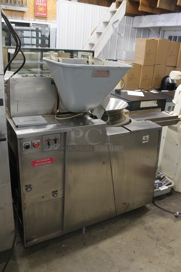 Scale O Matic S-300 Stainless Steel Commercial Floor Style Dough Divider Rounder. 220 Volts, 3 Phase. 