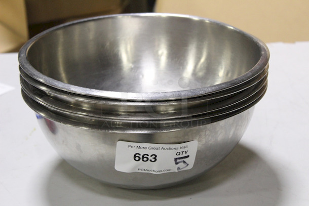 PERFECT! Stainless Steel Mixing Bowls, 13x5-3/4. 5x Your Bid. 