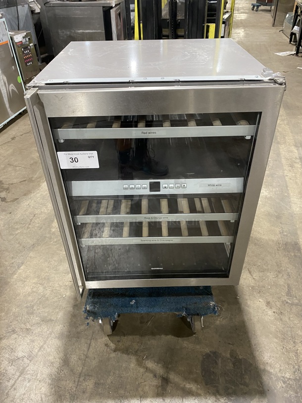 All stainless-steel Commercial Under The Bar Wine Cooler Merchandiser! With Single View Through Door With Pull Out Racks! Eletric Powered! MODEL:RW404760 SN:79.841.193.4 115V! - Item #1127239