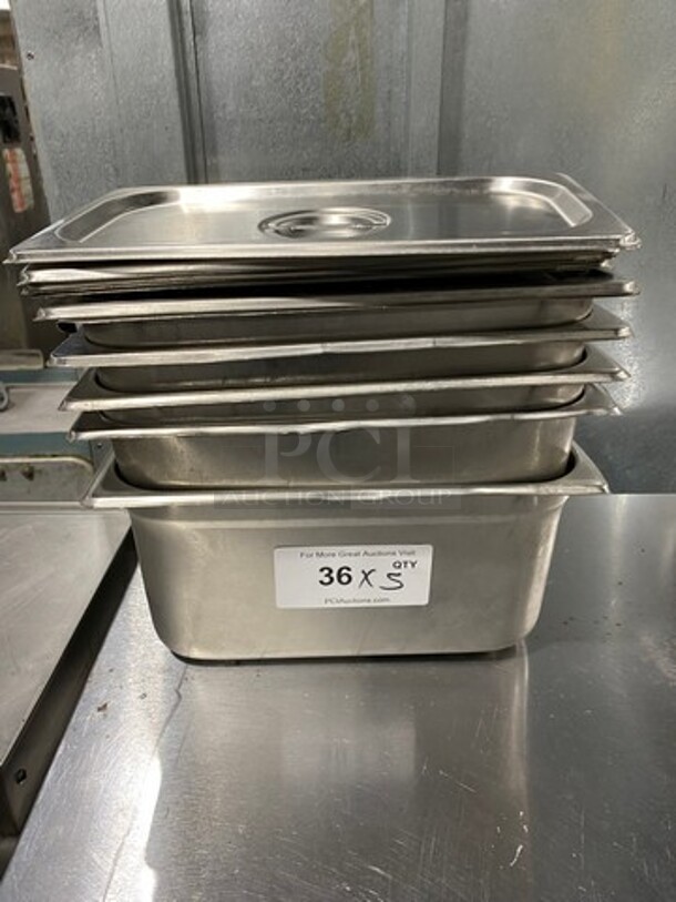 Winco Commercial Steam Table/ Prep Table Food Pans! With Lids! All Stainless Steel! 5x Your Bid!