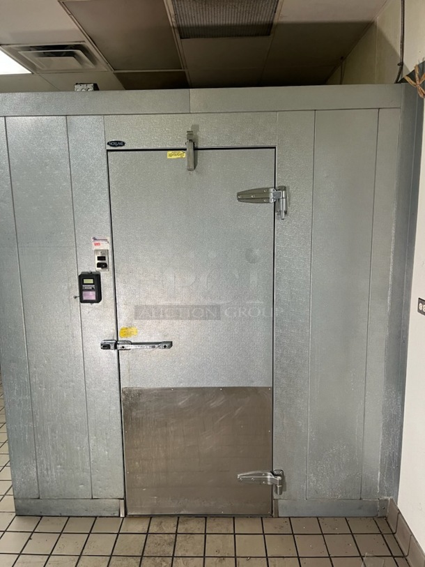 12'x8'x7.5' Norlake SELF CONTAINED Walk In Cooler Box w/ Self Contained Norlake Model CPB0750C-A Condenser w/ Copeland Model RST64C1E-CAV-901 Compressor. Picture of the Unit Before Removal Is Included In the Listing.
