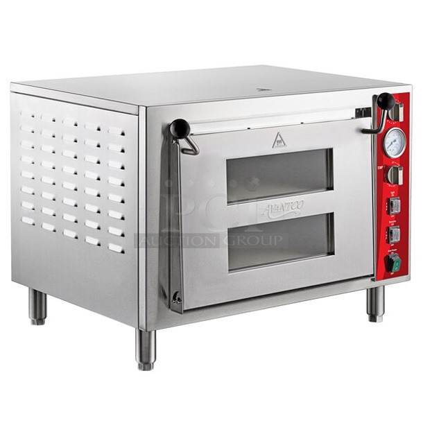 BRAND NEW SCRATCH AND DENT! Avantco 177DPO18DS Stainless Steel Commercial Countertop Electric Powered Pizza Ovens. Missing Cooking Stones. 240 Volts, 1 Phase.