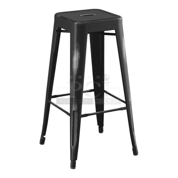 2 BRAND NEW SCRATCH AND DENT! Lancaster Table & Seating 164BMBKLSBKD Black Metal Tolix Style Bar Height Stools. 2 Times Your Bid!
